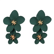 ( green) occidental style ear stud leather flower ear stud flowers earrings woman