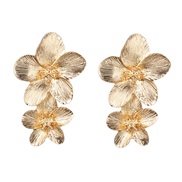 ( Gold) occidental style ear stud leather flower ear stud flowers earrings woman