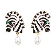 (black and white) occidental style fashion Alloy Pearl ear stud earrings
