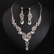 ( white)occidental style crystal brief gem necklace earrings set bride