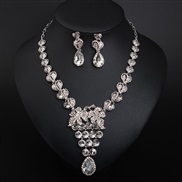 ( white)  occidental style crystal gem necklace earrings set banquet woman