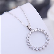 fine  Korean style fashion necklace sweet bronze mosaic zircon concise circle personality woman necklace