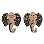 ( black)UR personality animal earrings Africa elephant ear stud occidental style wind Earring