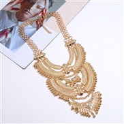 ( Gold)occidental style exaggerating retro carving necklace long style multilayer clavicle chain