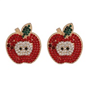 ( red) fruits apple earrings ear stud diamond personality occidental style
