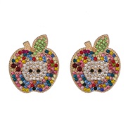 ( Color) fruits apple earrings ear stud diamond personality occidental style
