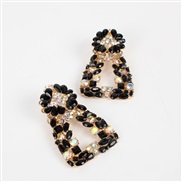 ( black)occidental style colorful diamond earrings fashion geometry Alloy diamond earring ra Earring F