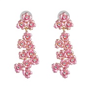 ( Pink)occidental style retro wind exaggerating big earrings flowers Modeling earring Alloy samll floral