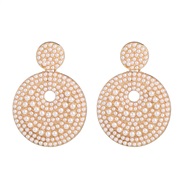 (Rice white )UR fashion retro Pearl earring Round occidental style wind exaggerating big earrings