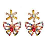 ( Color)occidental style fashion colorful diamond earrings fashion butterfly Korea girl earring