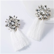 ( white)occidental style exaggerating diamond glass diamond flowers long style tassel earrings woman temperament Bohemia