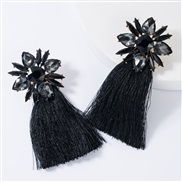 ( black)occidental style exaggerating diamond glass diamond flowers long style tassel earrings woman temperament Bohemia