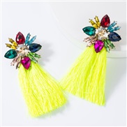 ( Color)occidental style exaggerating diamond glass diamond flowers long style tassel earrings woman temperament Bohemia