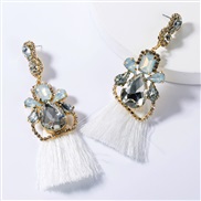 ( white)occidental style exaggerating drop multilayer diamond Rhinestone glass diamond tassel earrings woman retro tempe