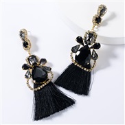 ( black)occidental style exaggerating drop multilayer diamond Rhinestone glass diamond tassel earrings woman retro tempe