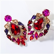 ( red)occidental style exaggerating fashion drop multilayer Alloy diamond glass diamond earrings woman trend super arrin