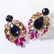 (purple)occidental style exaggerating fashion drop multilayer Alloy diamond glass diamond earrings woman trend super arr