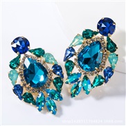 ( blue)occidental style exaggerating fashion drop multilayer Alloy diamond glass diamond earrings woman trend super arri