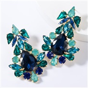 ( blue)occidental style wind drop multilayer diamond glass diamond fully-jewelled earrings woman fashion high-end super 