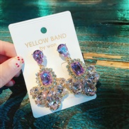 silver long style luxurious gem drop earrings Korea gold same style earring personality crystal Earring