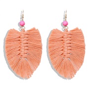 ( orange) occidental style exaggerating long tassel earrings handmade weave earring fashion Street Snap same style