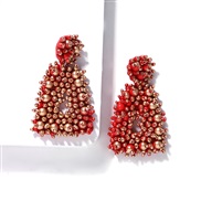 ( red)occidental style gradual change color square beads weave earrings fashion Street Snap Earring fitting unique earri