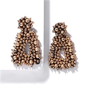 ( Black gold )occidental style gradual change color square beads weave earrings fashion Street Snap arring fitting uniqu
