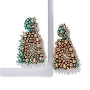 ( green)occidental style gradual change color square beads weave earrings fashion Street Snap arring fitting unique earr