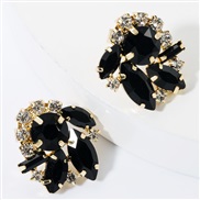 ( black)fashion colorful diamond glass diamond Rhinestone super fully-jewelled occidental style earrings woman occidenta