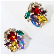 fashion colorful diamond glass diamond Rhinestone super fully-jewelled occidental style earrings woman occidental sty