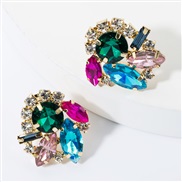 ( Blue color)fashion colorful diamond glass diamond Rhinestone super fully-jewelled occidental style earrings woman occi
