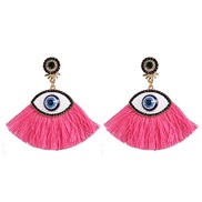 ( Pink)Korea womanins exaggerating personality big eyes tassel ear stud fashion retro diamond arring earrings