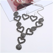 ( anti silver) necklace  occidental style exaggerating personality geometry heart-shaped Metal necklace earrings set