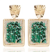 ( green)occidental style retro square gravel earrings Bohemia exaggerating personality earring earringserring F