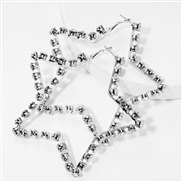 ( Silver)creative fashion Alloy diamond Rhinestone hollow Five-pointed star earrings woman occidental style exaggerating