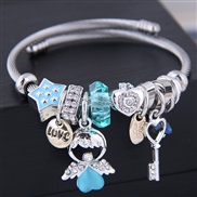 ( blue ) occidental style fashion  Metal all-PurposeDL concise angel  key pendant more elements accessories persona