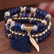 occidental style trend  concise all-Purpose Colorful Acrylic beads tassel leaves multilayer fashion temperament brace