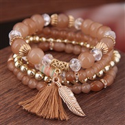 occidental style trend  concise all-Purpose Colorful Acrylic beads tassel leaves multilayer fashion temperament brace