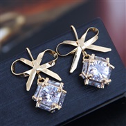 10770 fine  Korean style fashion  sweetOL bow bright embed Zirconium temperament earrings
