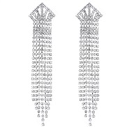 fine  occidental style fashion concise Metal crown bright diamond tassel personality exaggerating ear stud