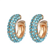 ( blue)all-Purpose ear stud  embed fully-jewelled fashion Ladies earrings  elegant Korean style zircon ear stud