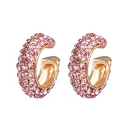 ( Pink)all-Purpose ear stud  embed fully-jewelled fashion adies earrings  elegant Korean style zircon ear stud