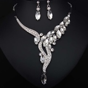 ( white)occidental style fashion brief crystal gem necklace earrings set banquet