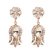 ( white)UR women earrings occidental style wind high-end glass diamond earring tulip flowers Earring