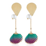 (Green and purple) earrings occidental style Pearl natural Shells earrings Bohemia arring