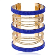 ( blue)new Metal textured thick hollow bangle personality all-Purpose diamond width