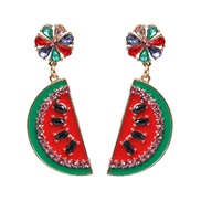 ( red)UR personality watermelon Modeling earrings high-end fruits enamel