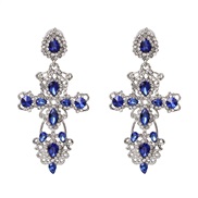 ( blue)UR exaggerating earrings classic cross earring diamond
