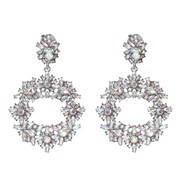 ( white)UR high-end Rhinestone earrings classic samll floral earring fashion