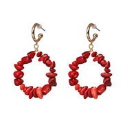 ( red)retro occidental style exaggerating ear stud temperament stone pattern earrings blue gem Earring